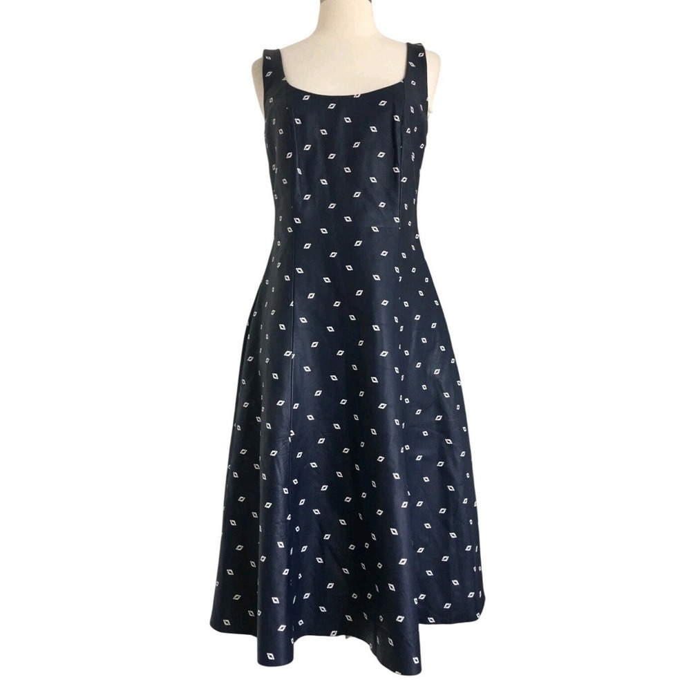 NWT $4,990 Ralph Lauren Purple Label Luiza Navy Leather Dress Size 4